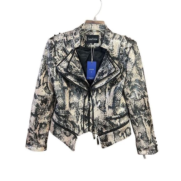 CHOUYATOU Snakeskin Fitted Jacket Sz S NWT - Picture 1 of 8